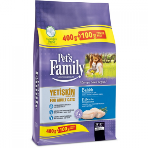 Pets Family Balıklı Yetişkin Kedi Maması 400+100 G