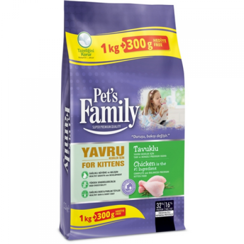 Pet’s Family Tavuklu Yavru Kedi Maması 1.3 kg – Premium Kitten Mama