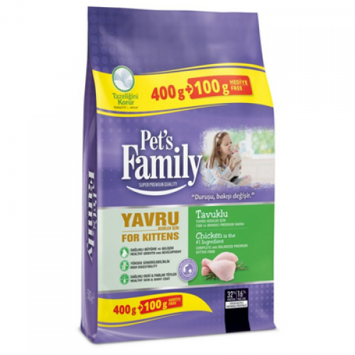 Pets Family Tavuklu Yavru Kedi Maması 400+100 Gr