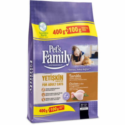 Pets Family Tavuklu Yetişkin Kedi Maması 400+100 G