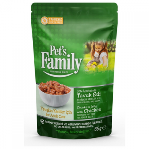 Pets Famıly Pouch Yetişkin Kedi Tavuklu Jöleli 85g